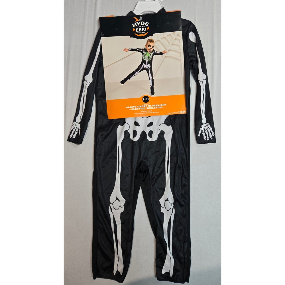 Hyde and EEK Boutique Toddler Electric Skeleton Jumpsuit Glow Blacklight 2-3T